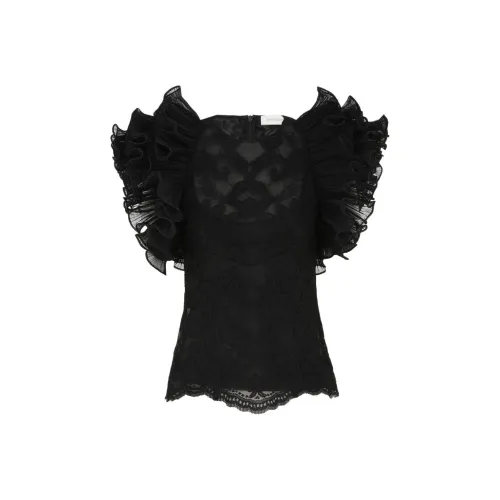 Zimmermann Ruffle Sleeve T Shirt Women's Black