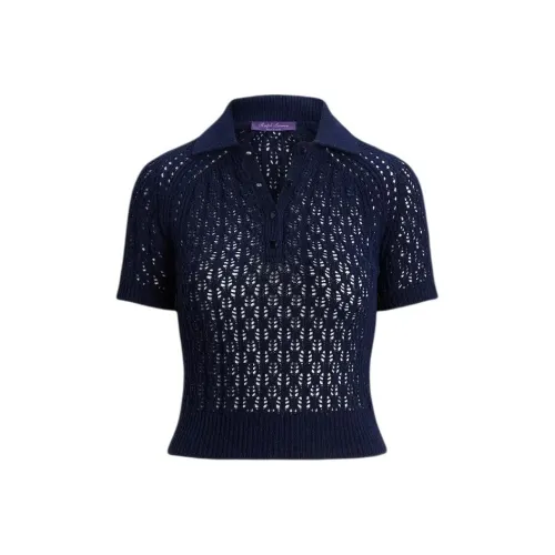 Polo Ralph Lauren Silk Bouclé Short-Sleeve Polo Sweater Sweater Women's Dark Blue