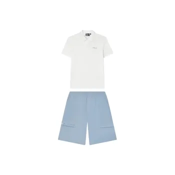 FILA Casual Sportswear Men Set Cloud White T Shirt+Mist Cloud Blue Shorts