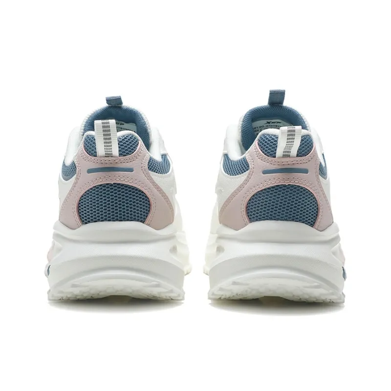 XTEP Anti Slip Wear Resistant Low Top Outdoor Shoes Women's Sail White Light Pink Deep Blue-4
