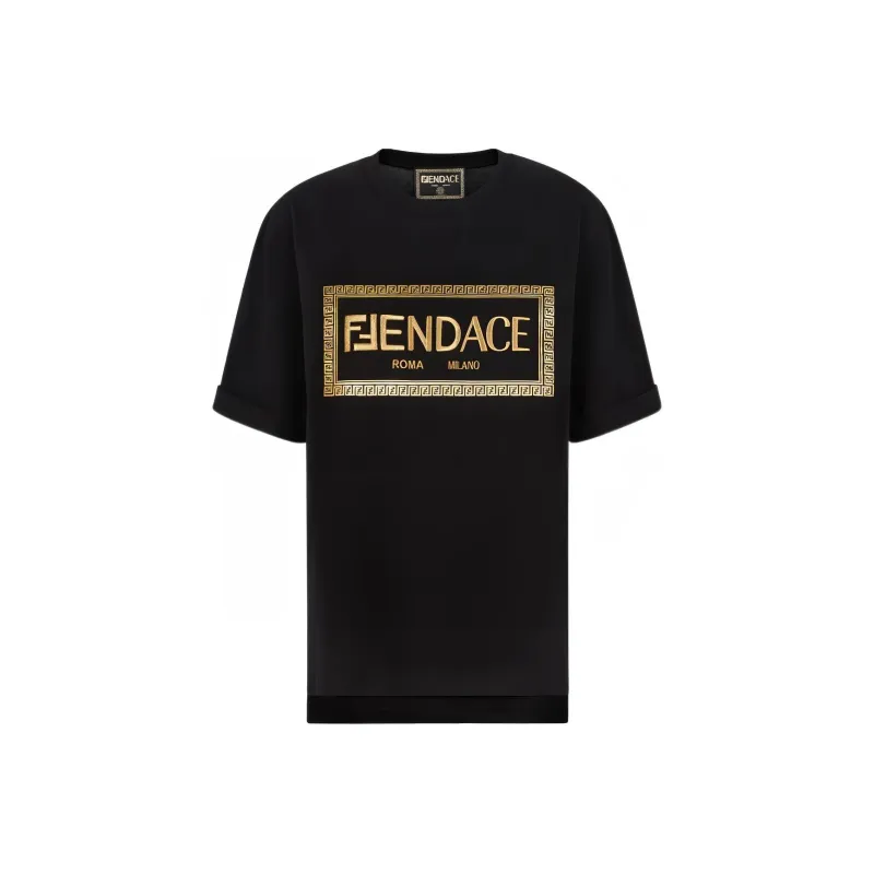 Versace X FENDI X VERSACE T Shirts Women's Black-0