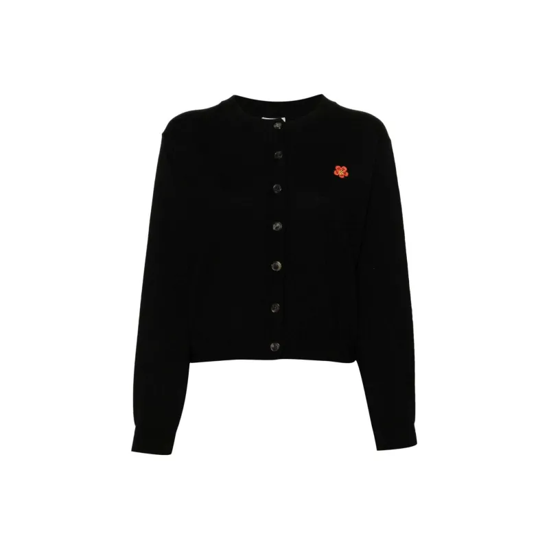 KENZO Boke Flower appliqué Wool Cardigan-0