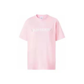 Burberry SS22 Logo Print Cotton Oversized T shirt In Cloud Pink