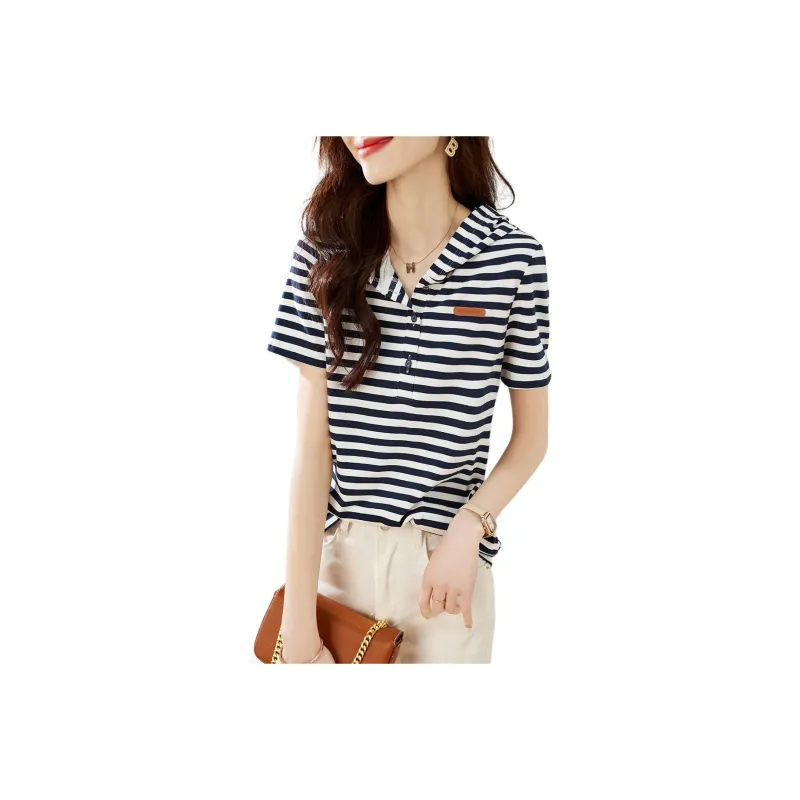 Mo Han Yi Mei T Shirt Women's Navy Blue-0