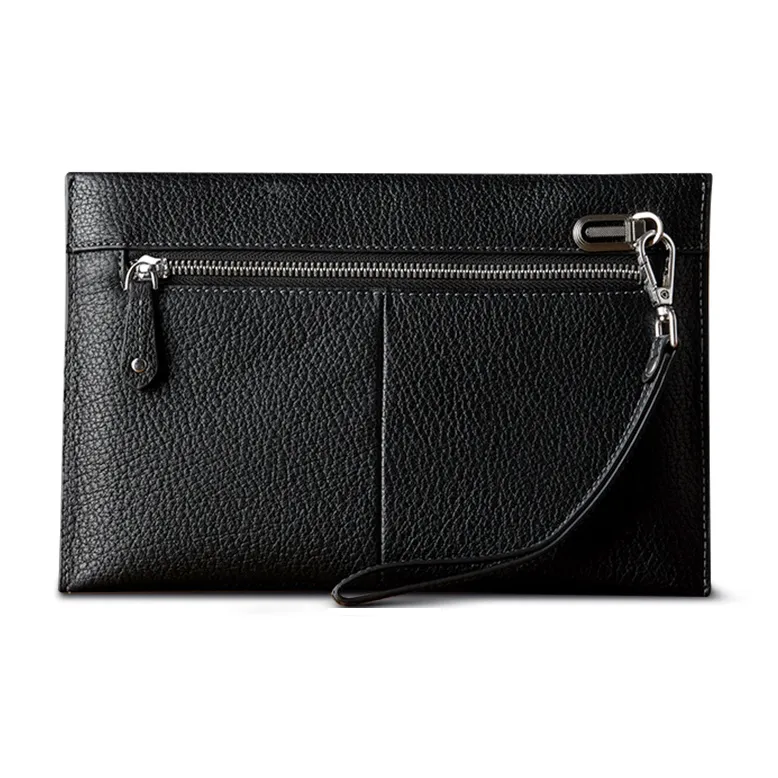 Simple&nature Cow Leather Clutch Regular Unisex Black-2