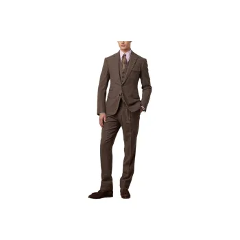 Polo Ralph Lauren Kent Hand-Tailored Plaid 3-Piece Suit Business Suits Men's Brown