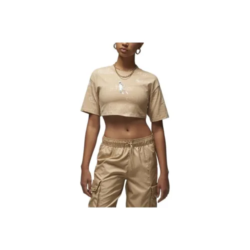 JORDAN Artist Series By Parker Duncan Crop Tops Women's Khaki