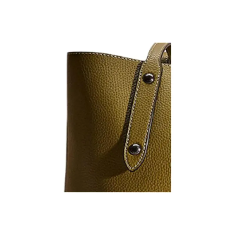 COACH Market Tote Pebbled Leather Tote Bag Shopping Bag Handbag Shoulder Bag Large Size Women's Grass Green-3