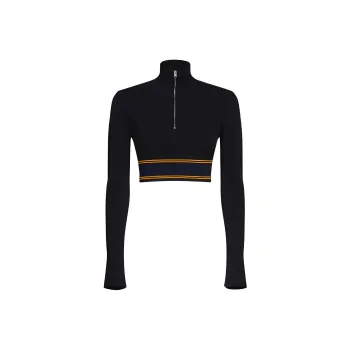 MARNI Logo Intarsia-Knit High Neck Cropped Jumper