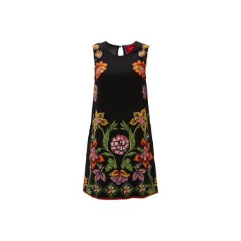 La DOUBLEJ. Folk Flowers Nero Placée In Stretch Jersey T-Shirt Women's Black