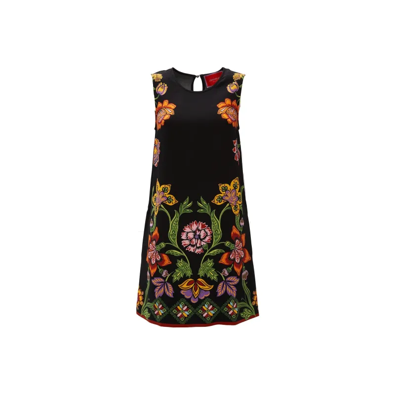 La DOUBLEJ. Folk Flowers Nero Placée In Stretch Jersey T-Shirt Women's Black-0