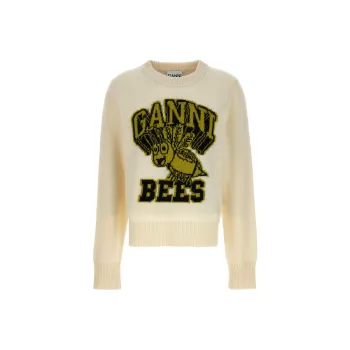 GANNI Logo Intarsia knit Crew neck Jumper