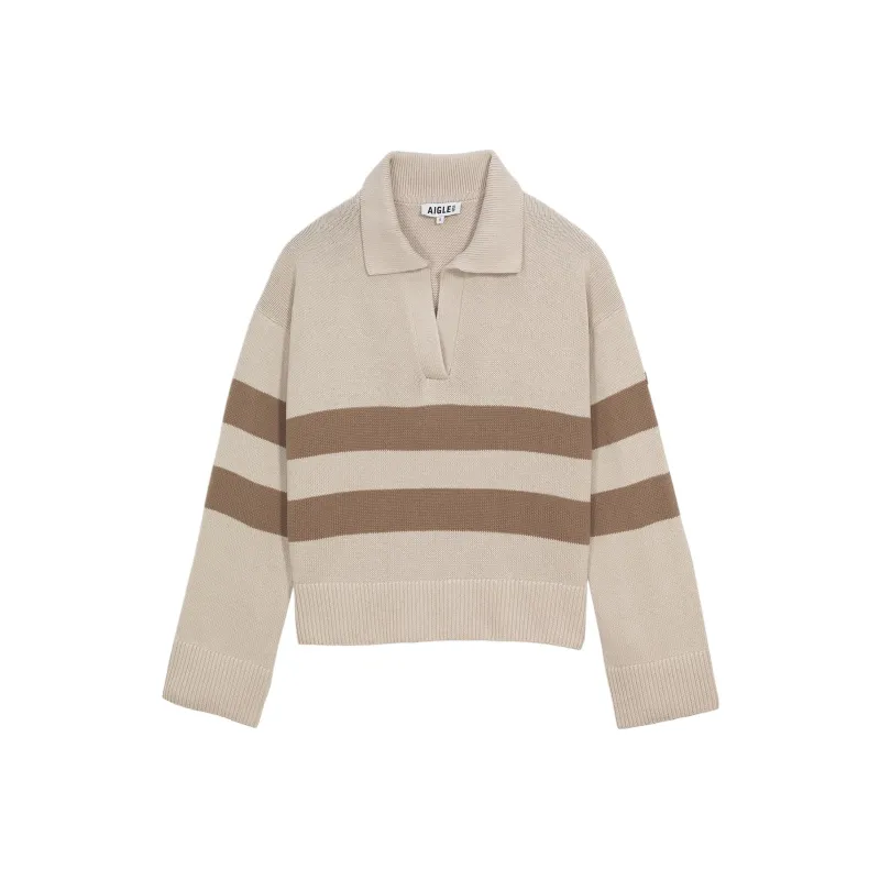 AIGLE Sweater Women's Concentrated Coffee Stripes-0