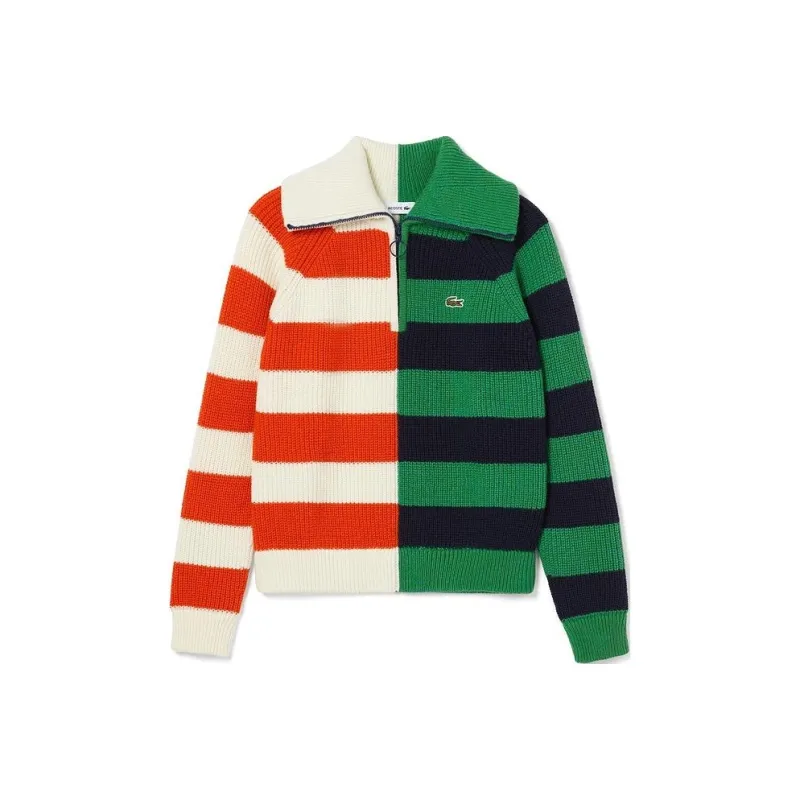 LACOSTE Sweater Women's Red White/Green Black Multicolor-0