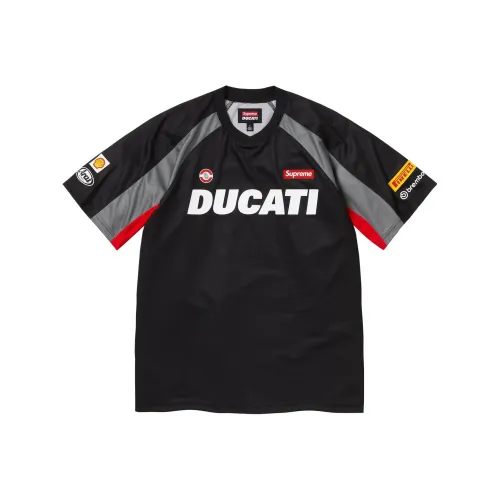 Supreme X DUCATI SS24 WEEK16 Soccer Jersey   Unisex Loose Fit Short Sleeve Football Shirt With Logo Print