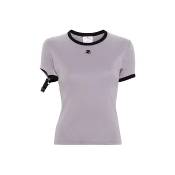 COURREGES Buckle Contrast T Shirt 'Smocked Grey/Black'