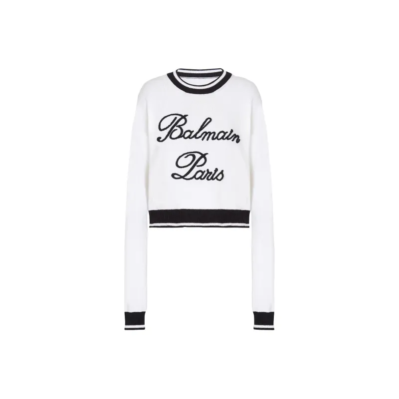 BALMAIN Logo embroidered Crew neck Jumper-0