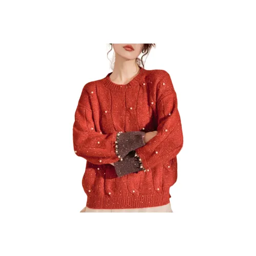 DESIGNER UNCLE 레드 여성 스웨터