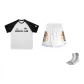 Patchwork Canvas Short-Sleeved-White & Black+Ice Cream Shorts+Sports Socks (Random Socks)