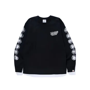 A BATHING APE X M&M's Mens Monotone Long Sleeve Tee Black