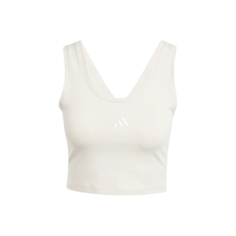 Adidas Women's Essentials Small Logo Cotton Lifestyle Tank Top Wonder Alumina/White-0