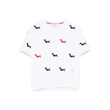 THOM BROWNE Dog Embroidered Short Sleeved Jumper