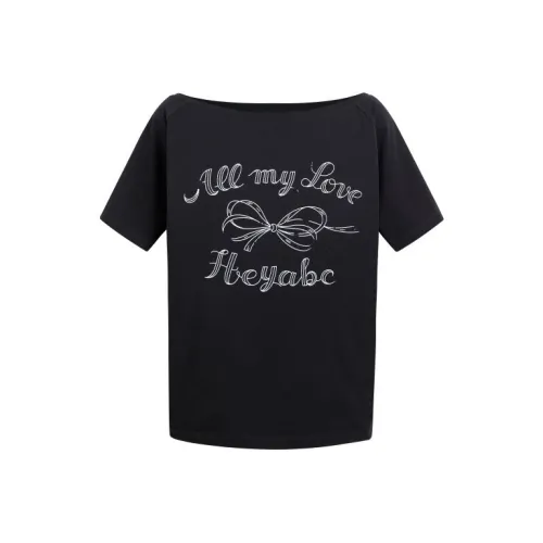 HEYABC T Shirts Women's Black Asymmetrical Shoulder Butterfly