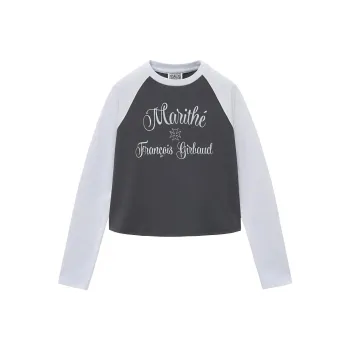 Marithe Francois Girbaud SS24 Raglan Sleeve T Shirt Women's Light Heather Gray