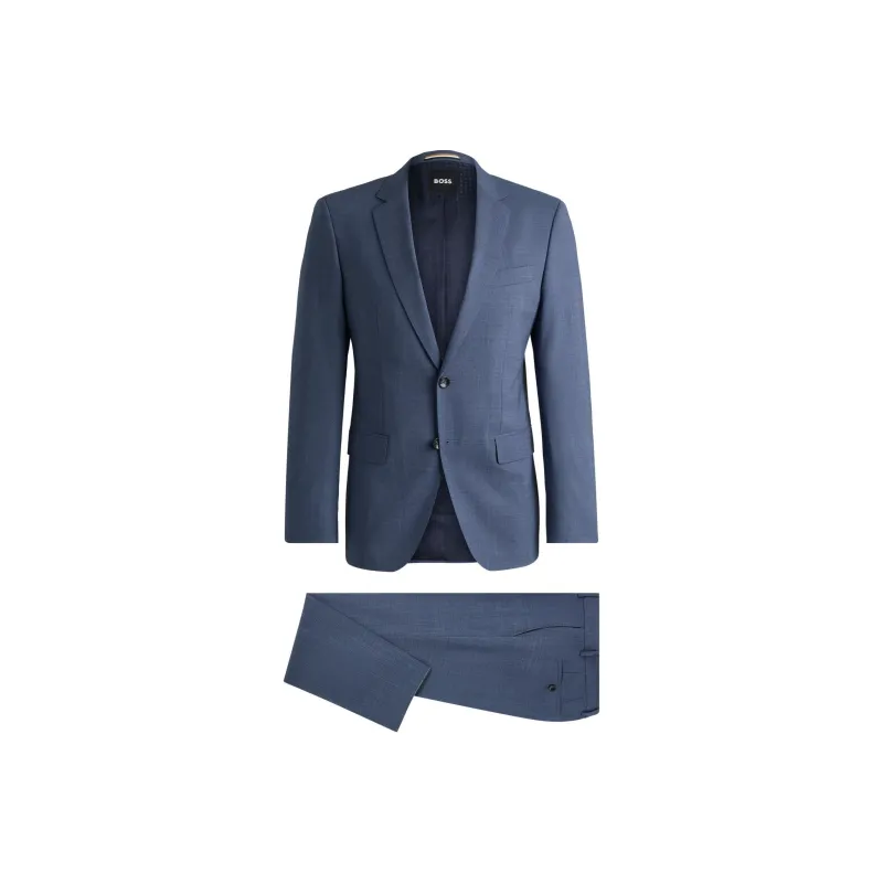 HUGO BOSS Slim-Fit Suit In Patterned Stretch Cloth Business Suits Men's Light Blue-0