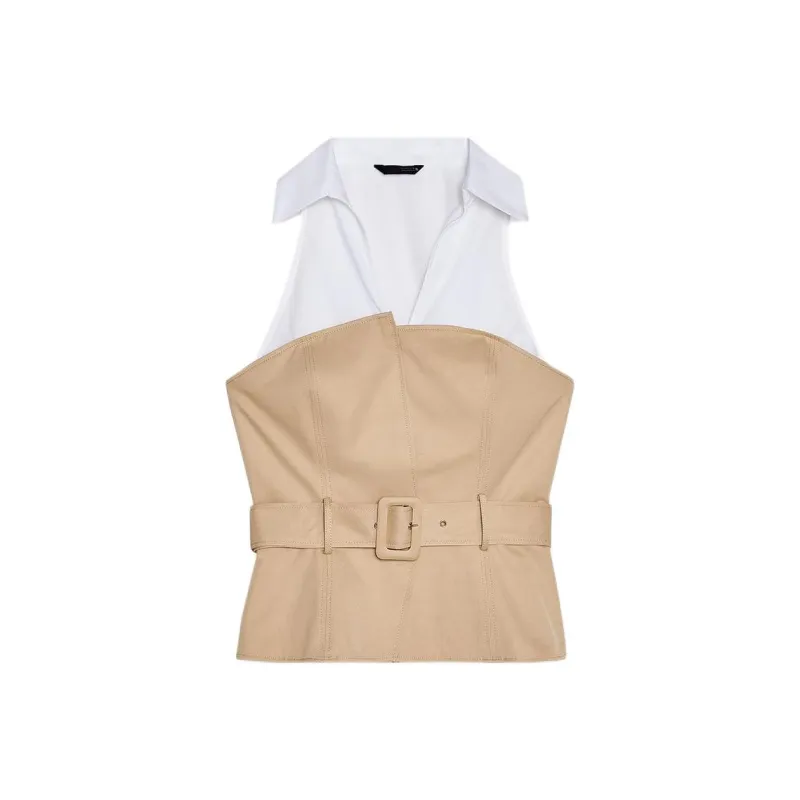 ZARA Tank Tops Women's Tan-0
