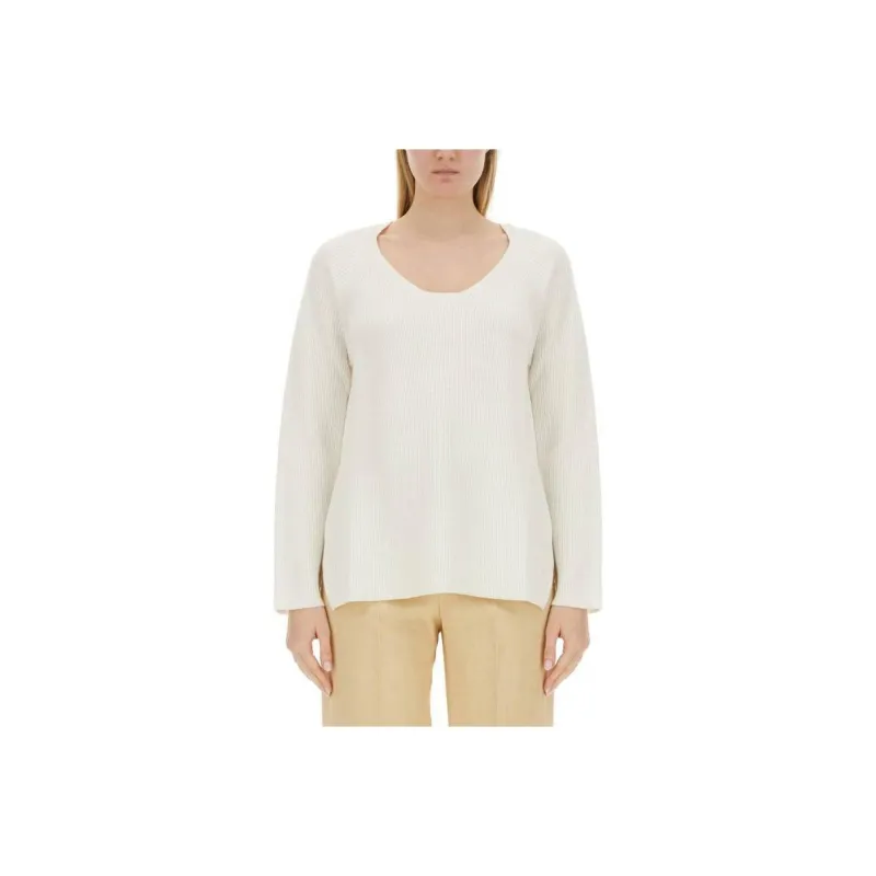 Fabiana Filippi U Neck Long Sleeved Ribbed Jumper-0