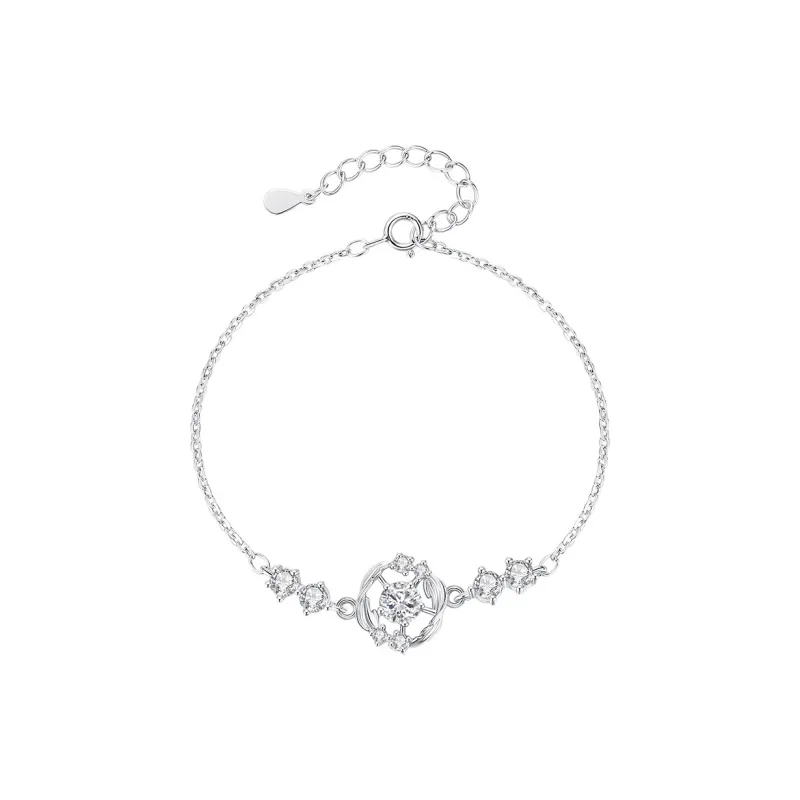 WINY 925 Sterling Silver, Synthetic Cubic Zirconia Bracelets Women's Silver-0