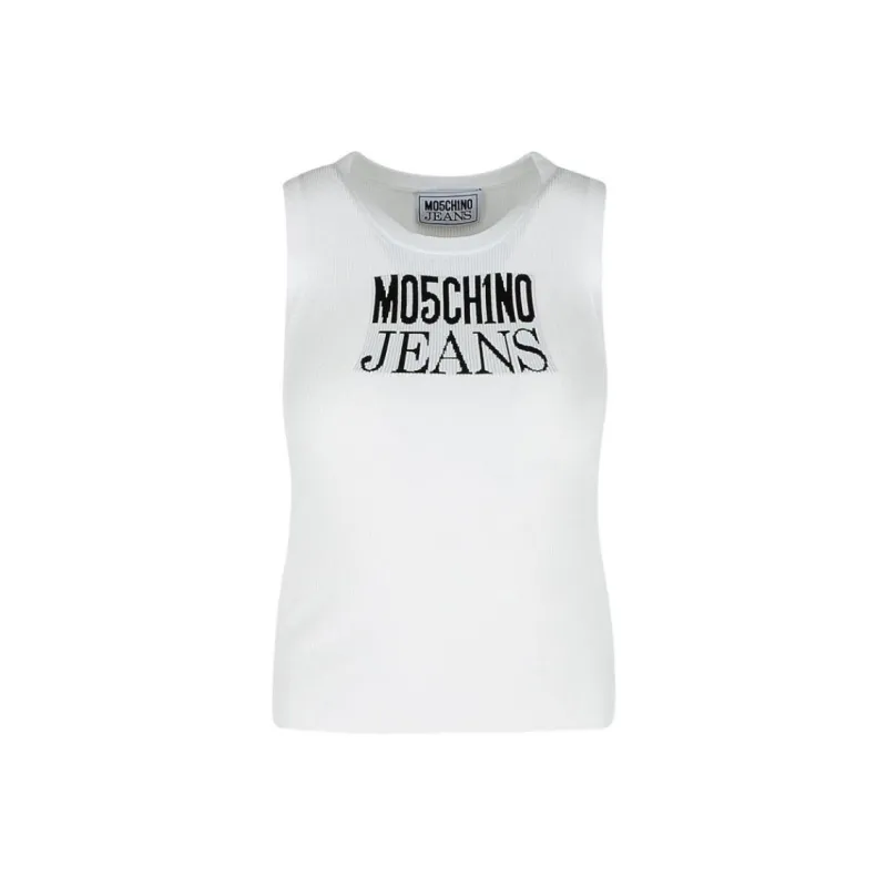 MOSCHINO Logo Jacquard Sleeveless Tank Top-0
