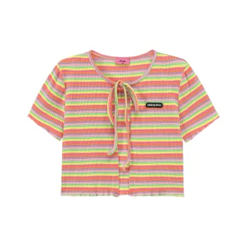 CHUU Crop Tops Women's Pink Stripes