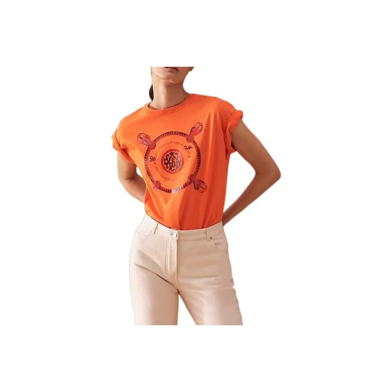 HERMES T Shirts Women's Orange-0