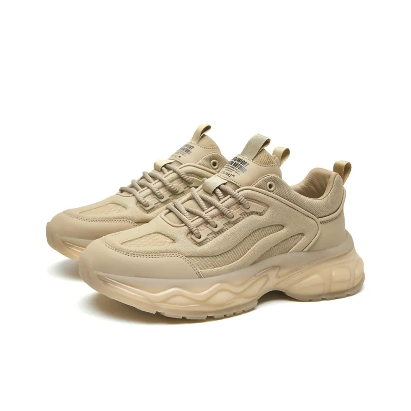 AOKANG Trendy Play Series Chunky Sneakers Men Low Top Panda Black, Sand Dune Yellow-10