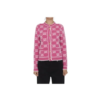 GUCCI Gg Wool Bouclé Jacquard Cardigan 'Baloon Pink'