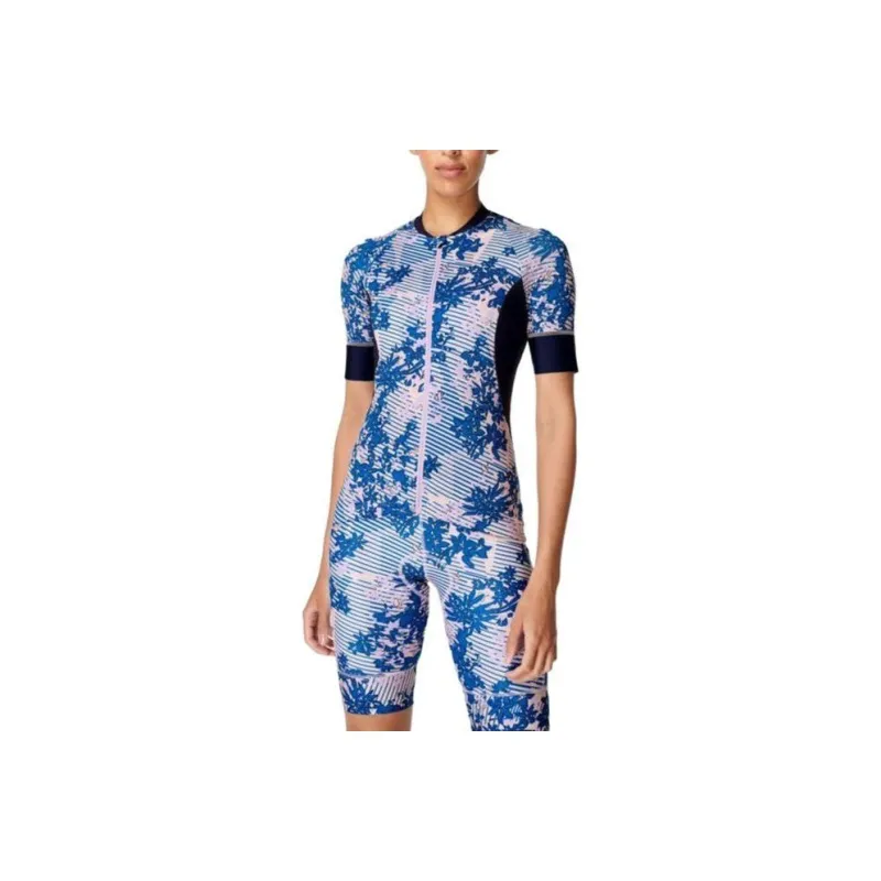 Sweaty Betty T-Shirt Women's Blue Floral Grid Print-0