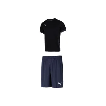 PUMA TEAMRISE Casual Sportswear Men Set Black T-Shirt+Navy Blue Shorts