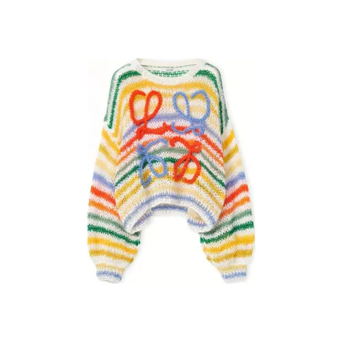 LOEWE Stripe Mohair Sweater 'White/Multicolor'