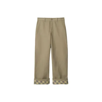 Burberry Logo Embroidered Turn Up Hem Trousers