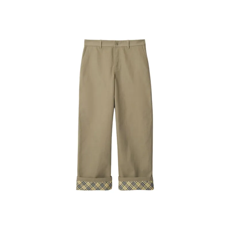 Burberry Logo Embroidered Turn Up Hem Trousers-0