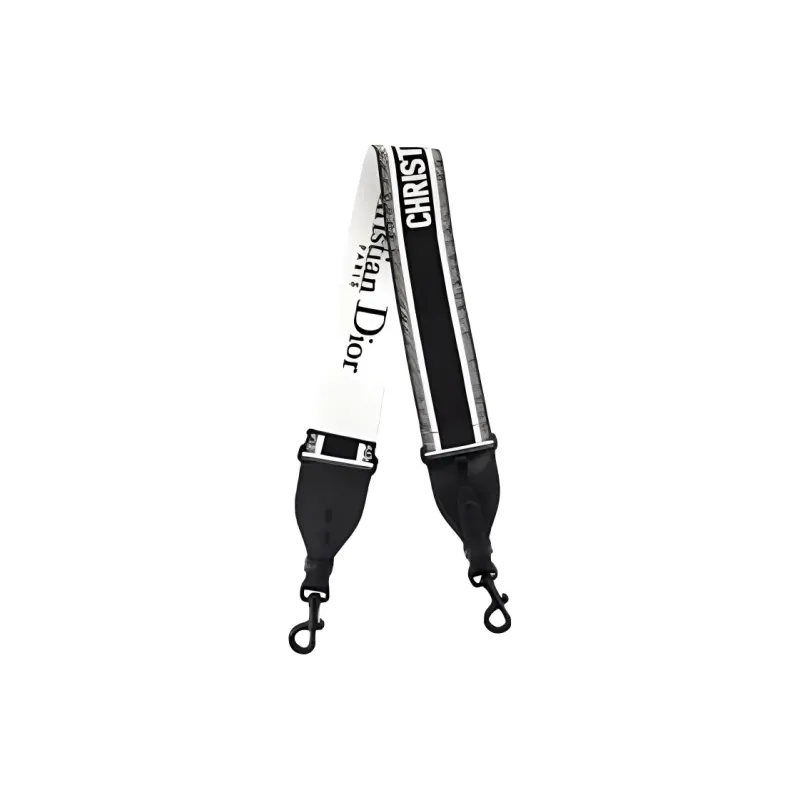 DIOR Embroidery Calfskin Bag Straps Women's Black/White-1
