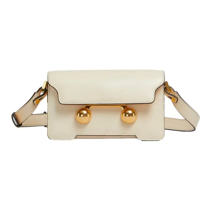 MARNI Trunkaroo Leather Crossbody Bag, Shoulder Bag Mini Women's White-0