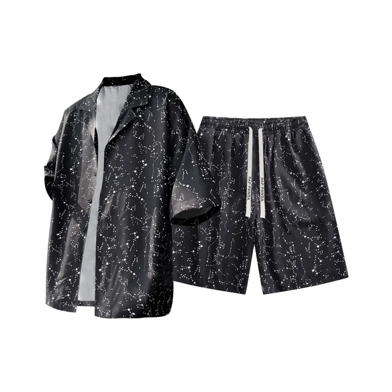 RAP PANDA Shirt Matching Set Unisex Starry Black-0