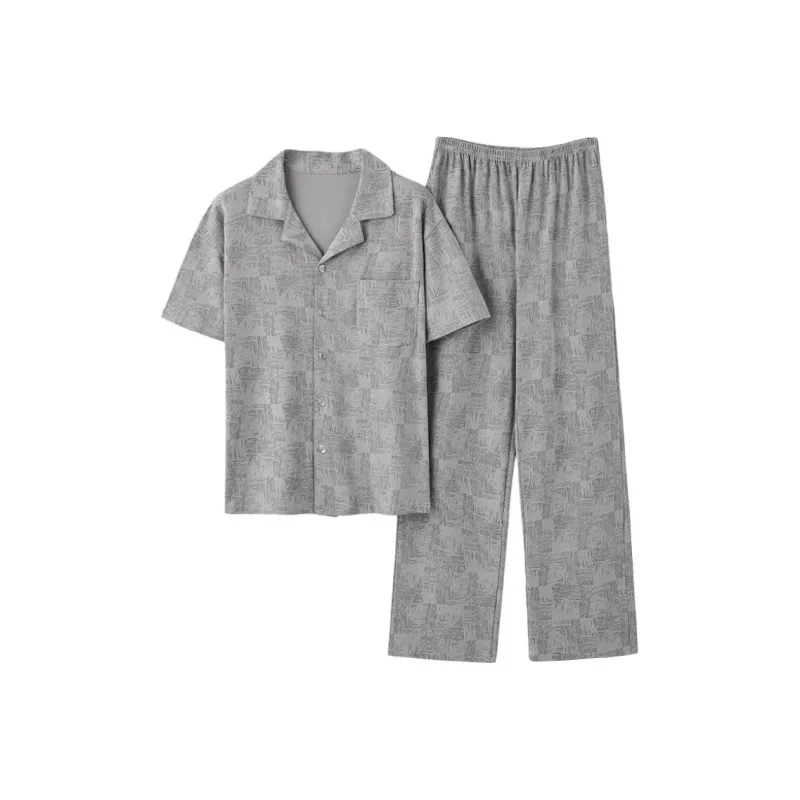 Lan Miao Pajama Set Men's Silver Gray-0