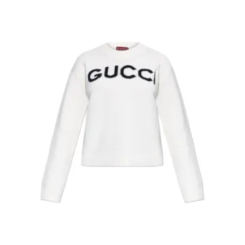 GUCCI Logo Intarsia Knit Crewneck Jumper