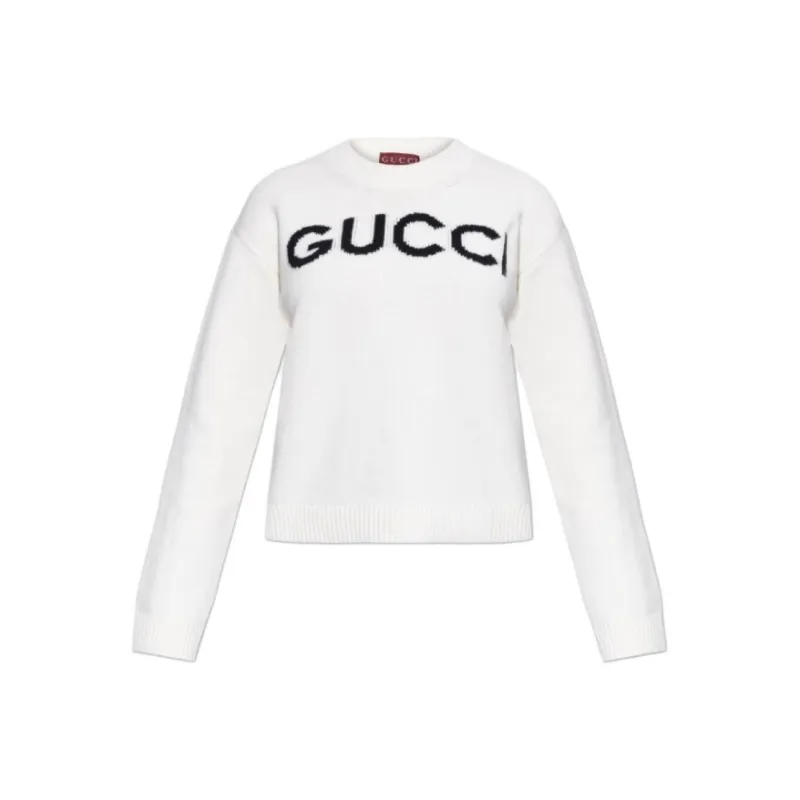 GUCCI Logo Intarsia Knit Crewneck Jumper-0