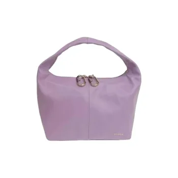Furla Ginger Solid Color Smooth Leather With Logo Details Hobo Bag Shoulder Bag Small Size Women's Purple