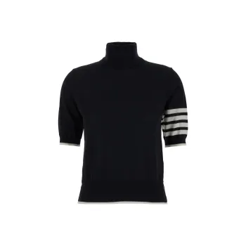 THOM BROWNE Stripe Detailed Short Sleeved Knitted Jumper